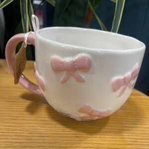 Pink Bow 🎀 Coquette Ceramic Coffee Mug NEW Handpainted viral